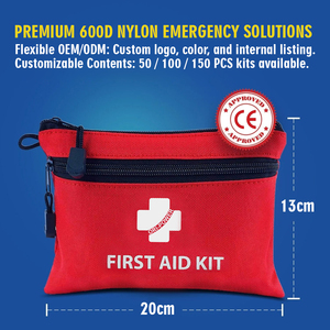 Trousse de premiers secours d'urgence ORIPOWER Mini Rouge en tissu Oxford 420D imperméable avec revêtement PVC et boucles d'oreille double face - Product Image 4