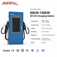 Station de recharge rapide pour véhicules électriques (VE) AMPPAL 60 kW-160 kW, à montage au sol, écran large 32 pouces, haute performance, pour usage commercial extérieur.