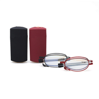 Lunettes de lecture ovale en métal avec étui, 1 pièce, boîte briquet, Logo personnalisé, facile à porter, Mini, noir, rétractable et pliable