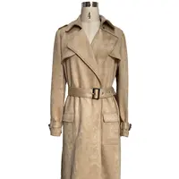 새로운 클래식 더블 브레스트 트렌치 코트 옷깃 여성 슬리밍 허리 자켓