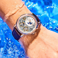 Montre Tourbillon Double Luxe Centrale Mouvement Automatique Squelette Logo Personnalisé