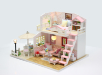 Vente chaude Enfants Exquis 3D Miniature Diy Rose Loft Chambre Puzzle Miniature Meubles Maisons De Poupée