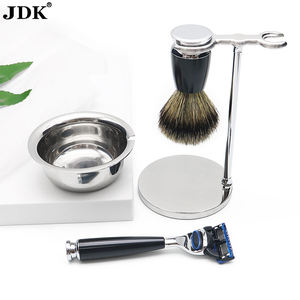 JDK-Juego de afeitado de seguridad, clásico, negro, con tazón y soporte - Product Image 1