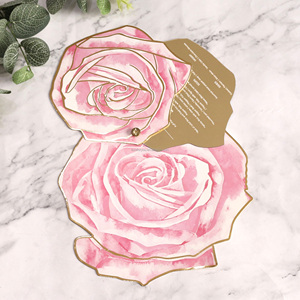 Menú <span class=keywords><strong>de</strong></span> cena acrílico con espejo dorado <span class=keywords><strong>de</strong></span> lujo <span class=keywords><strong>para</strong></span> bodas Menú floral Rosa personalizado <span class=keywords><strong>para</strong></span> cualquier evento o fiesta - Product Image 2