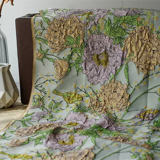Oiseau Floral fil teint Jacquard en relief Texture toile Style automne femmes bagages tissu papier peint rouleaux