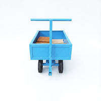 Chariot à plateforme à quatre roues en acier doux bleu industriel, chariot utilitaire fermé, chariot de transport OEM, outils d'entrepôt, utilisation pour le shopping