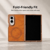 Étui de téléphone magnétique en cuir C0488, fin, texture luxueuse, anti-chute, pour Samsung Galaxy Z Fold 8 7 6 5 4 3