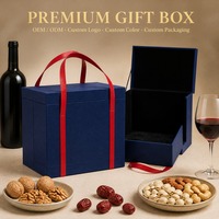 Boîte cadeau en cuir PU avec logo personnalisé, avec poignée, doublure en velours, étui de rangement pour bouteilles, pour noix, fruits secs, thé, vin, liqueur