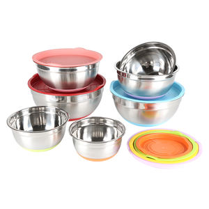 מראה מלוטשת באיכות גבוהה אפיית עוגה מונעת החלקה אחסון פירות ירקות קערת סלט נירוסטה סט עם מכסה אטום - Product Image 6