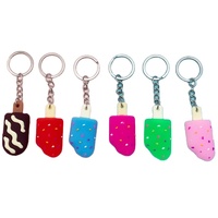 Llavero de PVC 3D con diseño de helado de dibujos animados, colgante de comida simulada multicolor para bolsos