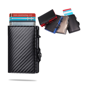 Casekey Carbon Fiber for Leather <b>Wallet</b> Quick Card Access <b>RFID</b> <b>Blocking</b> Slim Bifold Minimalist Credit Card Holder 6-8 Cards - Product Image 1