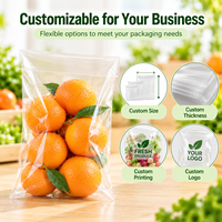 Sacs auto-adhésifs transparents personnalisés en BOPP pour l'emballage des fruits et légumes frais, pour les rayons de supermarchés