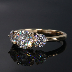 Nhẫn Trilogy Moissanite 2.2CT, vàng 14K 18K, chứng nhận GRA, kiểu tròn, dành cho đính hôn và cưới - Product Image 4