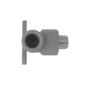 Coude fileté M avec supports 1/2 x 20 mm pour assemblage de tubes en PP gris - Product Image 1