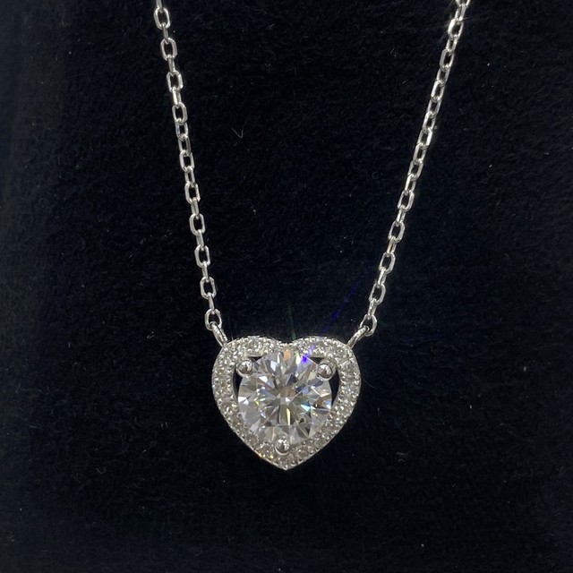 Fine Charm Necklaces 18K Solid Gold Plated IGI Certified Brilliant Cut Lab Grown Diamond Heart Shape Unisex Necklace