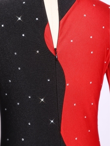 Combinaison de performance pour garçons de 6 à 16 ans, col montant, design color block, manches longues, coupe ajustée, costumes de patinage artistique personnalisés pour hommes - Product Image 5