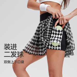 हल्के लुभावनी जाल फिटनेस स्कर्ट ग्रीष्मकालीन जांच खेल आउटडोर गोल्फ के लिए छोटी स्कर्ट - Product Image 2