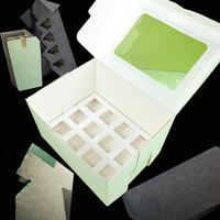 Boîte à dessert XJH à 12 cavités avec couvercle en papier laminé brillant, en matériaux recyclés, pour aliments pour bébés, cupcakes, gâteaux, sushis, gelées, pâtisseries