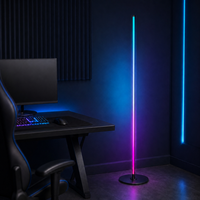 Lampe de sol RGBIC moderne pour PC de jeu, synchronisation musicale, lumière décorative multicolore à changement de couleur, compacte, stable, anti-basculement, pour salle de jeu