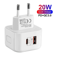Cargador de Pared USB-C de Alta Calidad con Enchufes de 3 Pines para UE, EE. UU. y Reino Unido, PD 20W, QC3.0, Adaptador de Corriente USB Tipo C para Teléfono 15 16