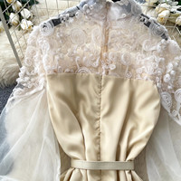 Robe Longue Femme Chic et Élégante en Dentelle, Style Français, Nouvelle Collection, Vente en Gros