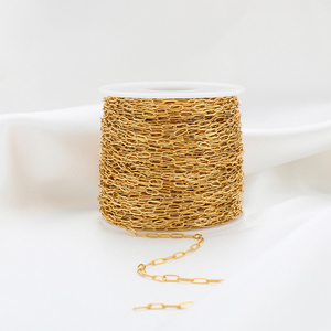 Nieuw Ontwerp Roestvrijstalen Kettingrol 18K Echt Vergulde 2.5Mm * 6.5Mm Lange Platte Ketting Voor Het Maken Van Ketting Sieraden - Product Image 3