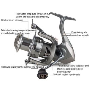 Moulinet spinning série FT 2000-7000 tout métal 5.1:1 rapport de vitesse 10kg Max glisser 5 + 1BB moulinet de pêche <span class=keywords><strong>au</strong></span> surf longue coulée eau douce salée - Product Image 6