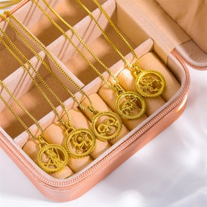 Prêt à expédier - Collier en acier inoxydable plaqué or 18 carats avec pendentif signe astrologique, bijou personnalisé pour femme - Product Image 3