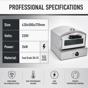 Commercial Electric Pizza Oven 2kW 220V Countertop Stainless Steel Pizza Baker for Pizzeria Cafe Restaurant Snack Bar Kitchen - Product Image 2