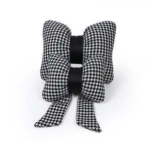 Houndstooth Bow Car Headrest Neck Support Pillow U Shape Ergonomic Lumbar Cushion For All Seasons General Use - Product Image 4