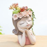 Vas Pot Bunga Resin Gaya Nordik Eropa Kreatif dengan Desain Gadis Peri untuk Tanaman Sukulen-Merek VBD Hadiah Meja