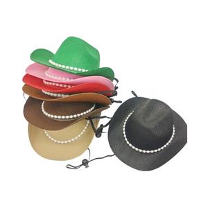 قبعة دنيم غربية مزينة باللؤلؤ الجديد ، قبعة حيوانات أليفة صغيرة بنمط صلب ، قبعة حيوانات أليفة للقطط والكلاب لجميع أيام الهالويين والشتاء - Product Image 5