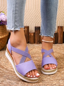 Verano nuevos zapatos de <span class=keywords><strong>mujer</strong></span> de gran tamaño suela gruesa tacón de cuña primavera <span class=keywords><strong>sandalias</strong></span> Casuales - Product Image 4