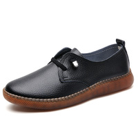 Chaussures plates en cuir véritable pour femme, style 'Maman' transfrontalier, à enfiler, respirantes, blanches, avec bande élastique et bout en caoutchouc