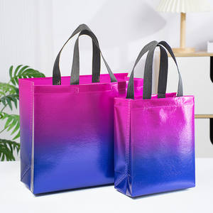 Sac à main tissé dégradé de couleur tendance, sac fourre-tout imperméable dégradé, sacs de shopping tissés grande capacité, sacs fourre-tout portables - Product Image 4