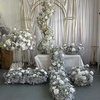Boule de fleurs artificielles personnalisée IFG de 60 cm, rose blanche, hydrangea, souffle de bébé, boule de fleurs pour centre de table de mariage