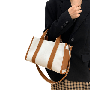 กระเป๋าผ้าใบสำหรับผู้หญิงกระเป๋าถือลายทางสำหรับผู้หญิง2025ใหม่พิมพ์โลโก้ตามสั่งขายส่ง - Product Image 3