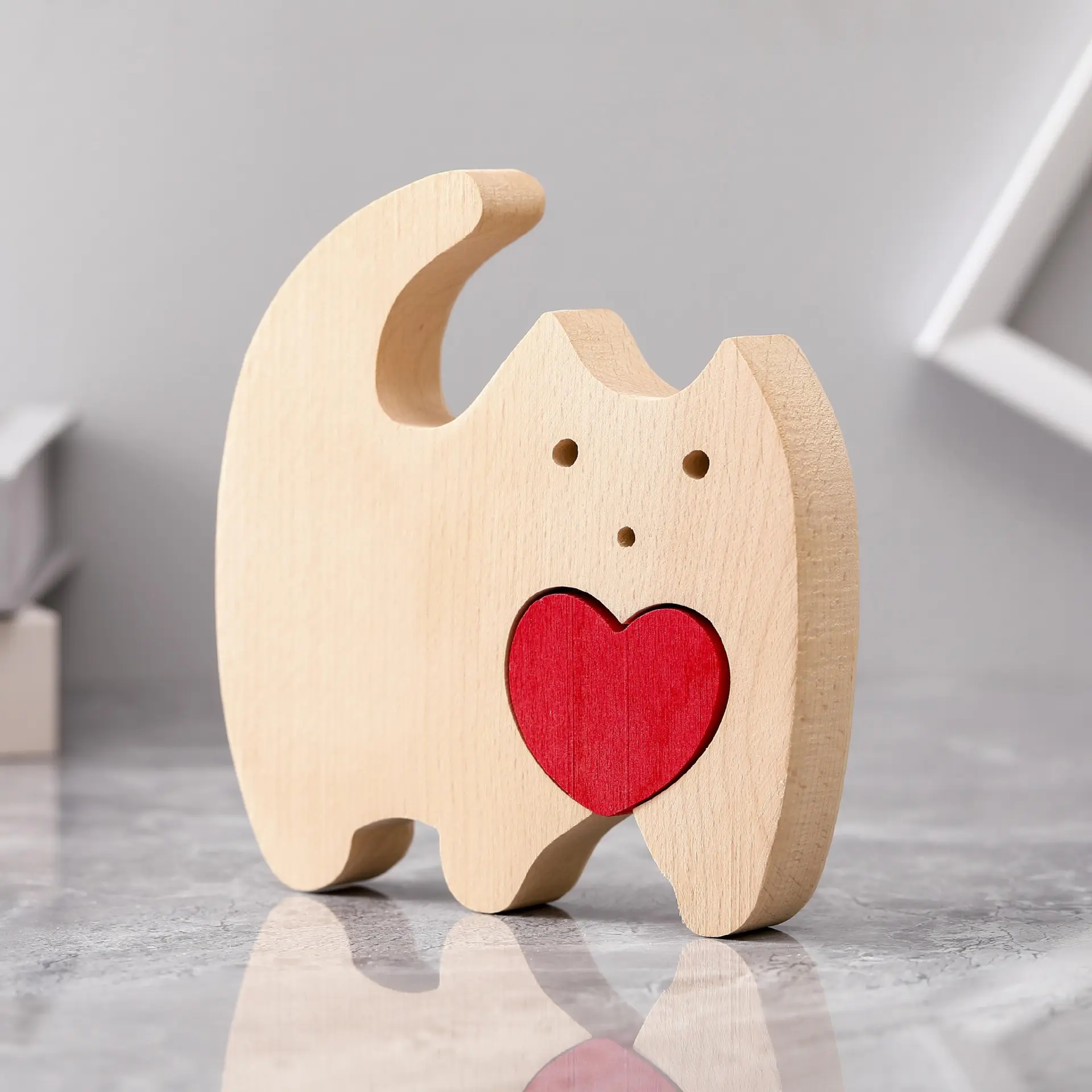 Grenzüberschreitendes neues Produkt Valentinstagsgeschenk Liebe Katze Holzschmuck Valentinstagsgeschenke für Mädchen