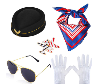 航空公司飞行员机长服装套装飞行员太阳镜Larp黑帮中世纪配件套装飞行员装扮配件 - Product Image 1