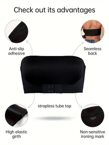 <span class=keywords><strong>Soutien</strong></span>-<span class=keywords><strong>gorge</strong></span> <span class=keywords><strong>bandeau</strong></span> push-up sans bretelles, sans couture, sans armatures, respirant, style simple noir, <span class=keywords><strong>grande</strong></span> <span class=keywords><strong>taille</strong></span>, fermeture avant, sexy, pour femmes - Product Image 3