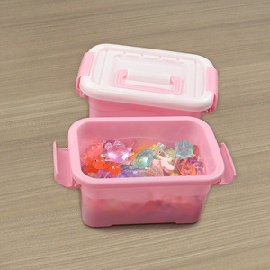 Pink Plastic <b>Storage</b> <b>Box</b> With Lid 16x10x7.5cm For Toys And Detergent Pods Kids Organizer Rectangle Container - Product Image 1