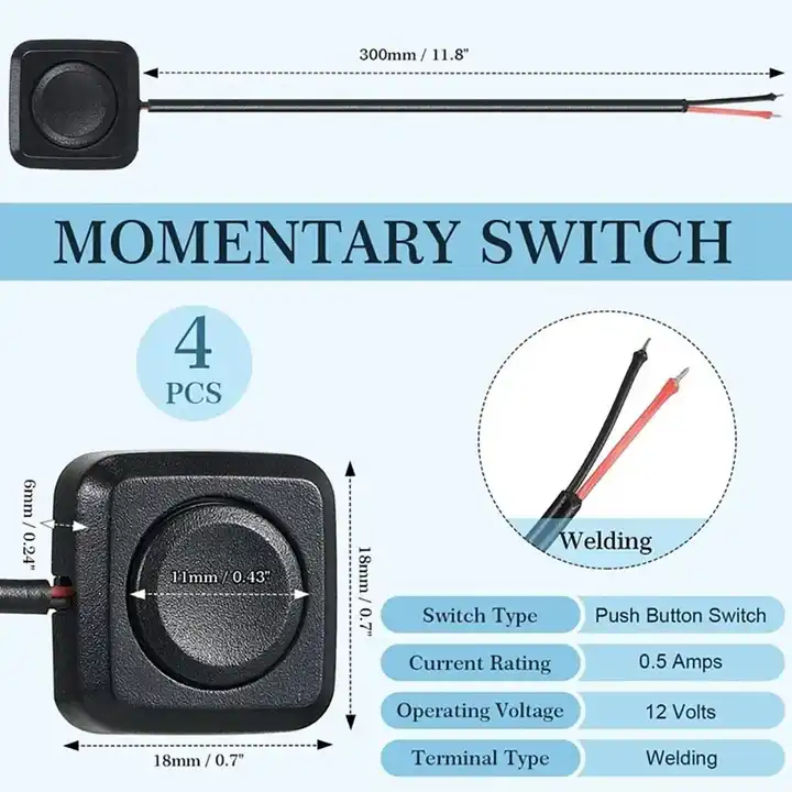 1Pc Momentary Push Button on Off Switch Black Plastic 12V 24V Car Alarm ...