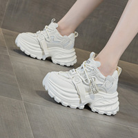 Женские кроссовки на платформе в стиле Dad Shoes, коллекция Осень 2026, на толстой подошве, из микрофибры, с цветовыми блоками, увеличивающие рост, повседневные, стильные