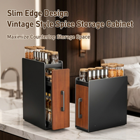 Meuble de rangement de cuisine moderne multifonctionnel en acier au carbone à double niveau, étroit et stable, pour épices, avec plateau étanche