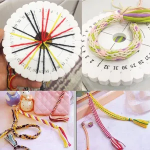 4 buah Braiding Disk bulat persegi Kumihimo kabel manik-manik Disk mengepang pelat kepang DIY gelang tenun papan tenun