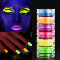 Lot de 6 Boîtes de Pigments Scintillants Néon Dégradé Haute Pigmentation pour Fards à Paupières et Maquillage des Ongles – Vente en Gros