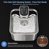 Fontaine à eau pour animaux de compagnie 3,5 L entièrement en acier inoxydable, autonettoyante, avec batterie amovible et poignée de transport, abreuvoir intelligent sans fil pour chats et chiens