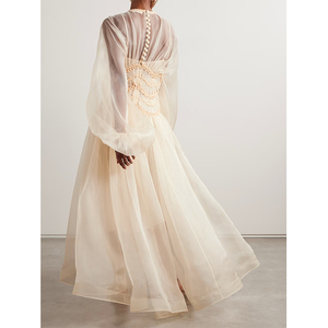 <span class=keywords><strong>Abito</strong></span> da festa elegante in <span class=keywords><strong>Organza</strong></span> di seta a manica lunga di alta qualità per le donne traspirante comodo per il servizio OEM estivo - Product Image 3