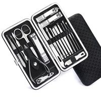 Kit d'outils de soin des ongles professionnel 19 pièces pour les soins personnels ensemble de pédicure manucure pour hommes et femmes avec étui de voyage luxueux