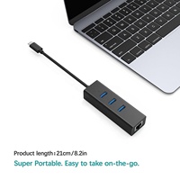 Hub con 3 puertos USB 3,0 tipo C a RJ45, Hub con 10/100/1000 Lan RJ45 Gigabit Ethernet, Adaptador de red, precio de fábrica